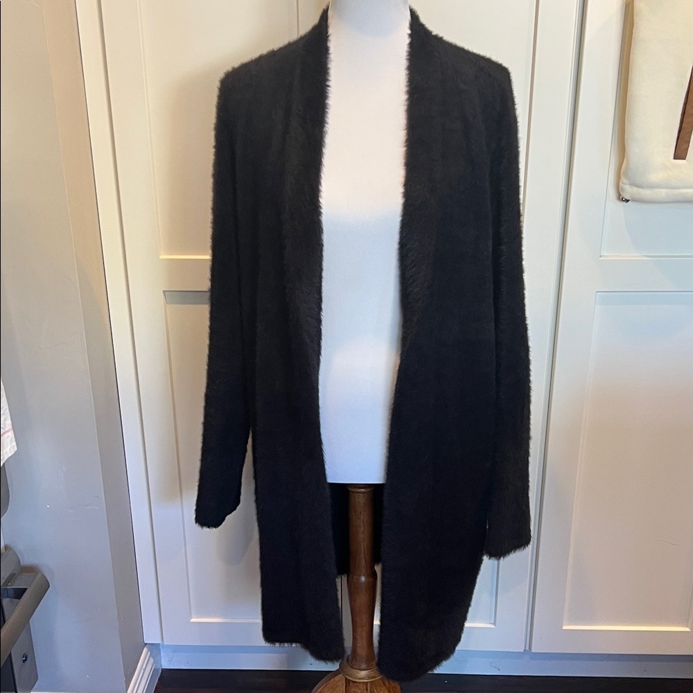 Banana Republic Black Fuzzy Cardigan Duster Sweater Size XL